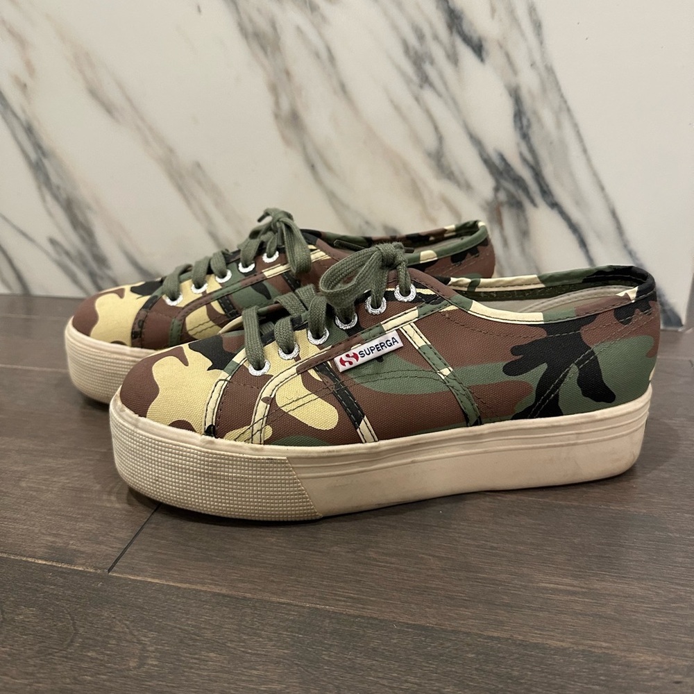 Superga | Camo print platform sneaker